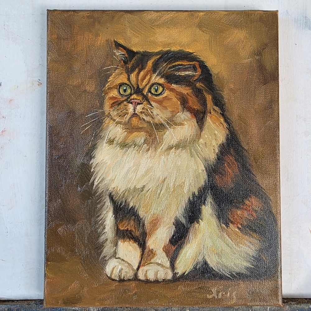 Abstract oil Painting cute Cat